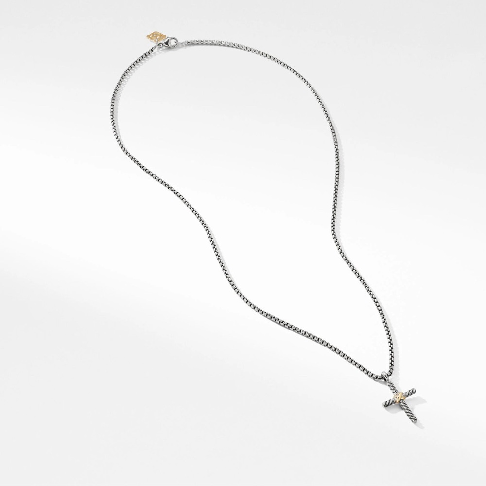 David Yurman Petite X Cross Necklace in Sterling Silver with 14K Yellow Gold